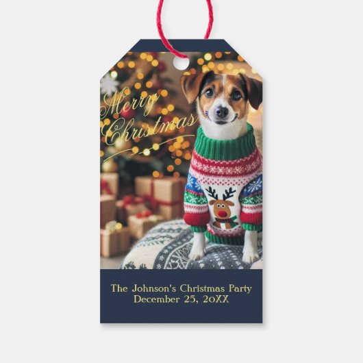 Merry kerstfoto cadeaulabel (Achterkant)