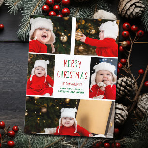 Merry Kerstfoto Collage Beauful Red Green Briefkaart