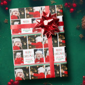 Merry Kerstfoto Collage Beauful Red Green Cadeaupapier