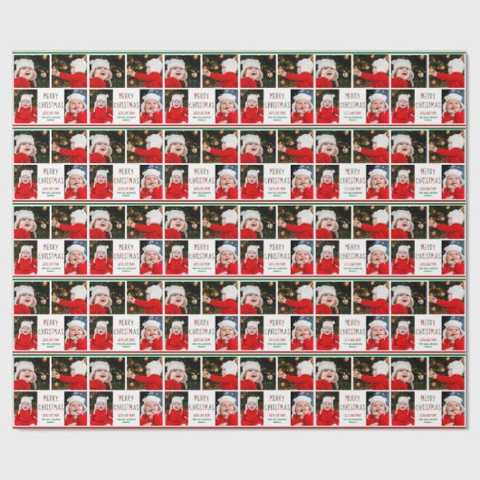 Merry Kerstfoto Collage Beauful Red Green Cadeaupapier (Vlak)