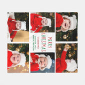 Merry Kerstfoto Collage Beauful Red Green Fleece Deken (Voorkant (Horizontaal))