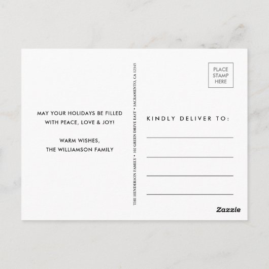 Merry Kerstfoto Collage Calligrafie Briefkaart (Achterkant)