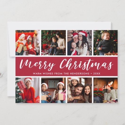 Merry Kerstfoto Collage Calligrafie Feestdagenkaart (Voorkant)