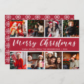Merry Kerstfoto Collage Calligrafie Feestdagenkaart (Voorkant / Achterkant)