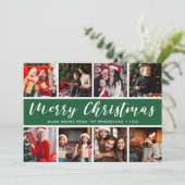 Merry Kerstfoto Collage Calligrafie Feestdagenkaart (Staand voorkant)