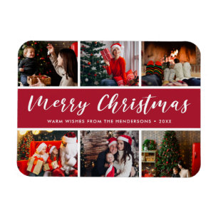 Merry Kerstfoto Collage Calligrafie Magneet