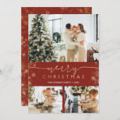 Merry kerstfoto Collage Classic Red Gold Feestdagenkaart (Voorkant / Achterkant)