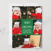 Merry Kerstfoto Collage Cute Green Modern Feestdagenkaart (Voorkant)