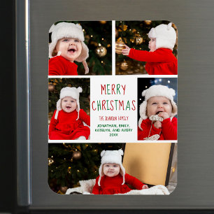 Merry kerstfoto Collage  Magnet Card Magneet