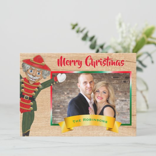 Merry kerstfoto Collage Nutcracker Greeting Feestdagenkaart (Staand voorkant)