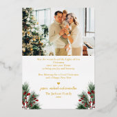 Merry Kerstfoto Collage Poinsettia Folie Feestdagenkaart (Achterkant)