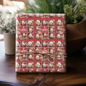 Merry Kerstfoto Collage Red White Cadeaupapier