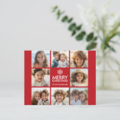 Merry Kerstfoto Collage Red White Feestdagenkaart (Staand voorkant)