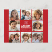 Merry Kerstfoto Collage Red White Feestdagenkaart (Voorkant)
