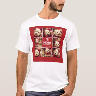 Merry Kerstfoto Collage Red White T-shirt