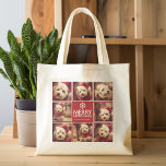 Merry Kerstfoto Collage Red White Tote Bag<br><div class="desc">Gebruik 8 vierkante afbeeldingen om een uniek en trendy vakantiegeheugen te maken. Als u om het even wat rond moet bewegen,  klik op de aanpassingsknoop om veranderingen aan te brengen.</div>