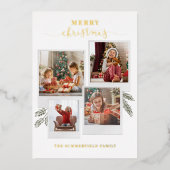 Merry kerstfoto Collage Script Gold Folie Feestdagenkaart (Voorkant)