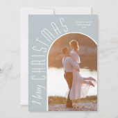 Merry kerstfoto Dusty Blue Feestdagenkaart (Voorkant)