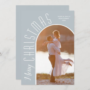 Merry kerstfoto Dusty Blue Feestdagenkaart