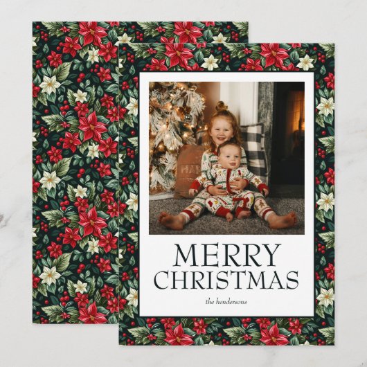 Merry kerstfoto feestdagenkaart (Voorkant / Achterkant)