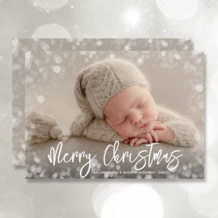Merry kerstfoto feestdagenkaart
