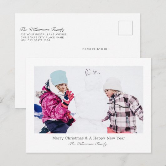 Merry kerstfoto feestdagenkaart (Voorkant / Achterkant)