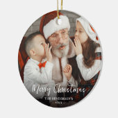 Merry kerstfoto Festive Bauble Keramisch Ornament (Links)