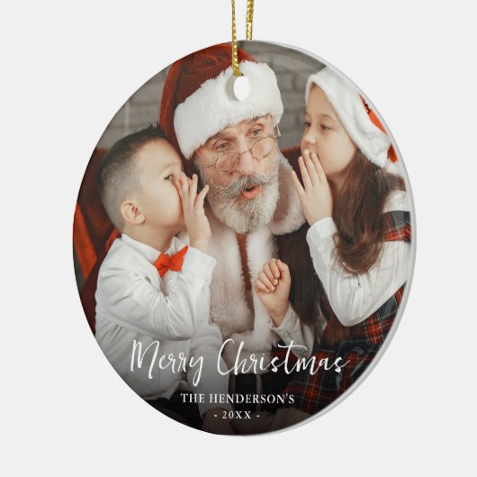 Merry kerstfoto Festive Bauble Keramisch Ornament (Links)