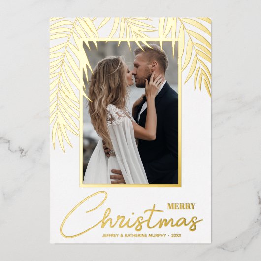 Merry kerstfoto folie feestdagenkaart (Voorkant)