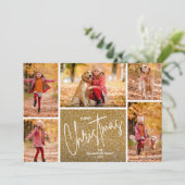 Merry kerstfoto Gold Feestdagenkaart (Staand voorkant)