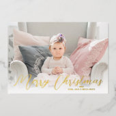 Merry kerstfoto Gold Folie Feestdagenkaart (Voorkant)