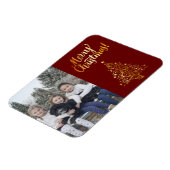 Merry kerstfoto Gold Tree Magneet (Linkerzijde)