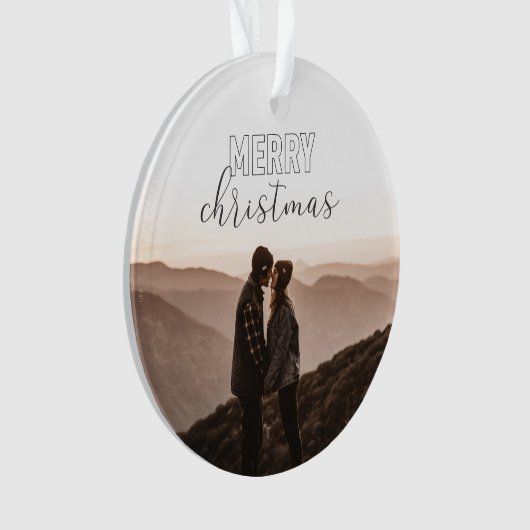 Merry kerstfoto Gray Buffalo Pset Ornament (voorkant)