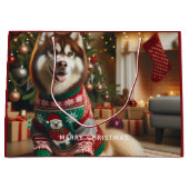 Merry kerstfoto groot cadeauzakje (Voorkant)