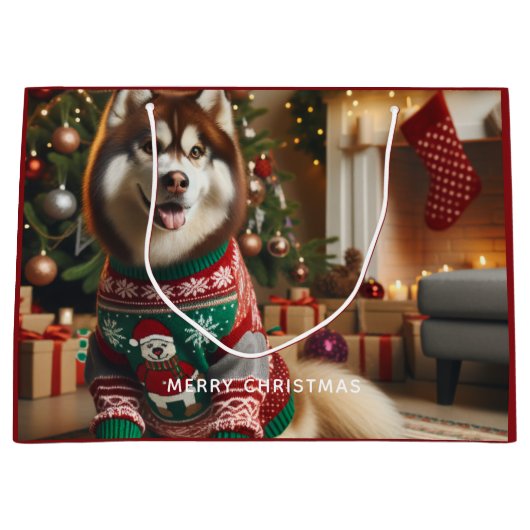 Merry kerstfoto groot cadeauzakje (Voorkant)