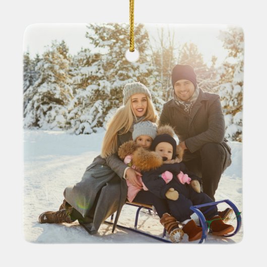 Merry kerstfoto keramisch ornament (Achterkant)