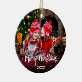 Merry kerstfoto keramisch ornament (Rechts)