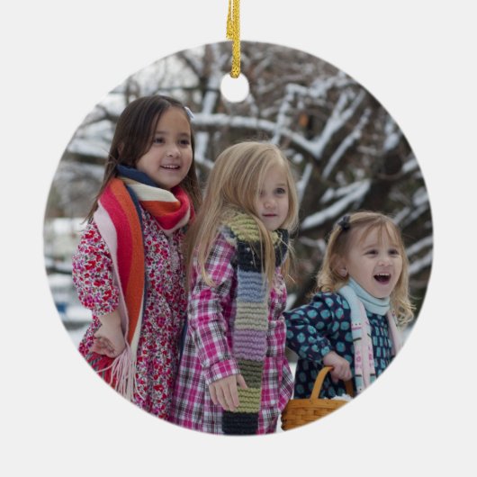 Merry kerstfoto keramisch ornament (Achterkant)