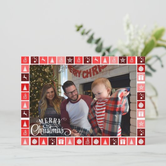 Merry kerstfoto Persoonlijke handtekening Feestdagenkaart (Staand voorkant)