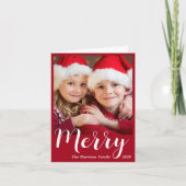 Merry kerstfoto Red Feestdagen Kaart (Voorkant)