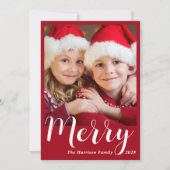 Merry kerstfoto Red Feestdagenkaart (Voorkant)