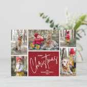 Merry kerstfoto Red Feestdagenkaart (Staand voorkant)