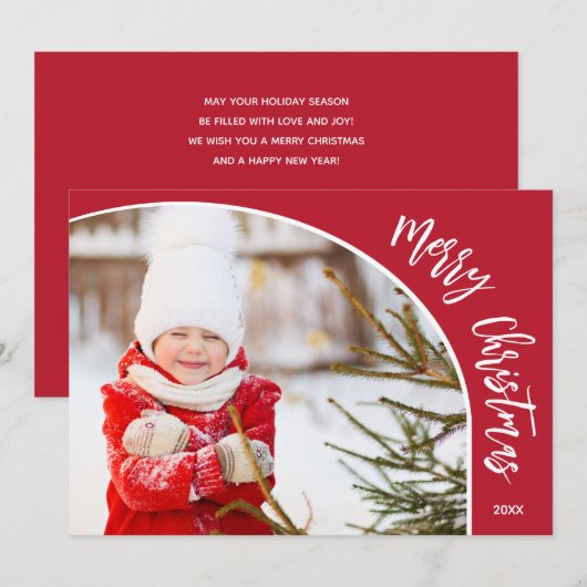 Merry kerstfoto Red Feestdagenkaart (Voorkant / Achterkant)