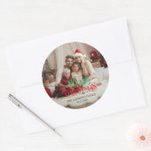 Merry kerstfoto ronde sticker (Envelop)