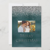 Merry Kerstfoto Typografie Glitter Elegant Feestdagenkaart (Voorkant)