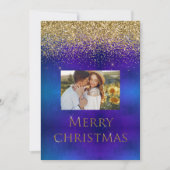 Merry Kerstfoto Typografie Glitter Elegant Feestdagenkaart (Voorkant)