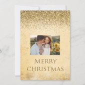 Merry Kerstfoto Typografie Glitter Elegant Feestdagenkaart (Voorkant)