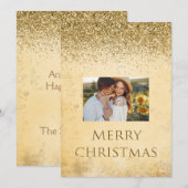 Merry Kerstfoto Typografie Glitter Elegant Feestdagenkaart (Voorkant / Achterkant)