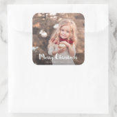 Merry Kerstfoto Typografie Sticker (Tas)