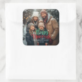 Merry kerstfoto vierkante sticker (Tas)
